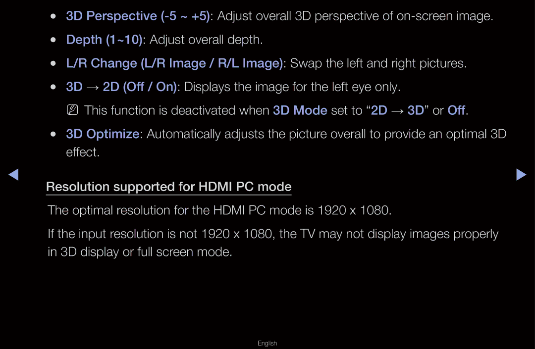 Samsung UN55D6000SF manual 3D display or full screen mode 