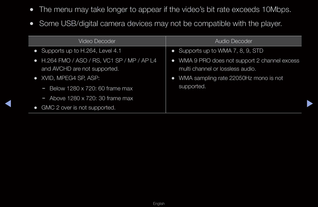 Samsung UN55D6000SF manual XVID, MPEG4 SP, ASP 