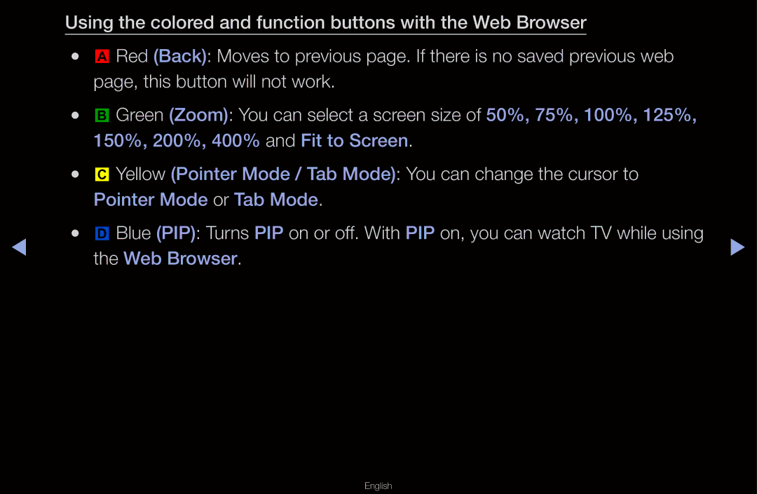 Samsung UN55D6000SF manual Yellow Pointer Mode / Tab Mode You can change the cursor to 