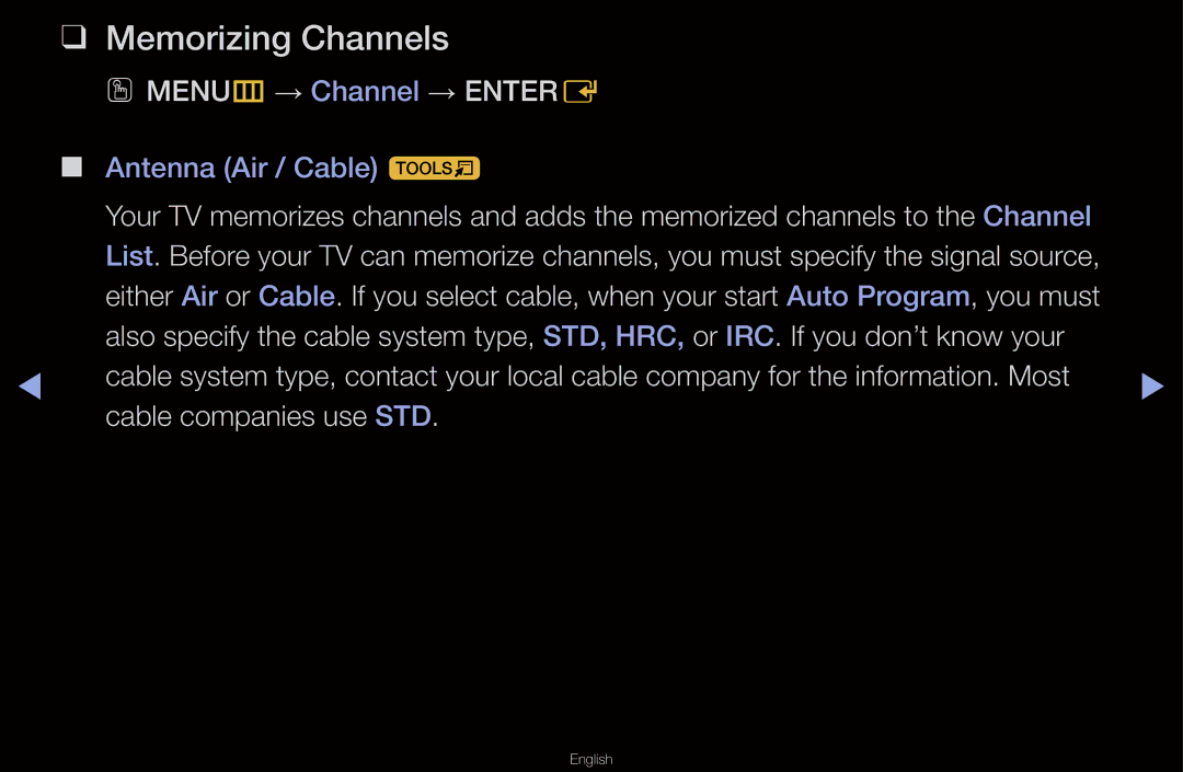 Samsung UN55D6000SF manual Memorizing Channels, OO MENUm→ Channel → Entere 