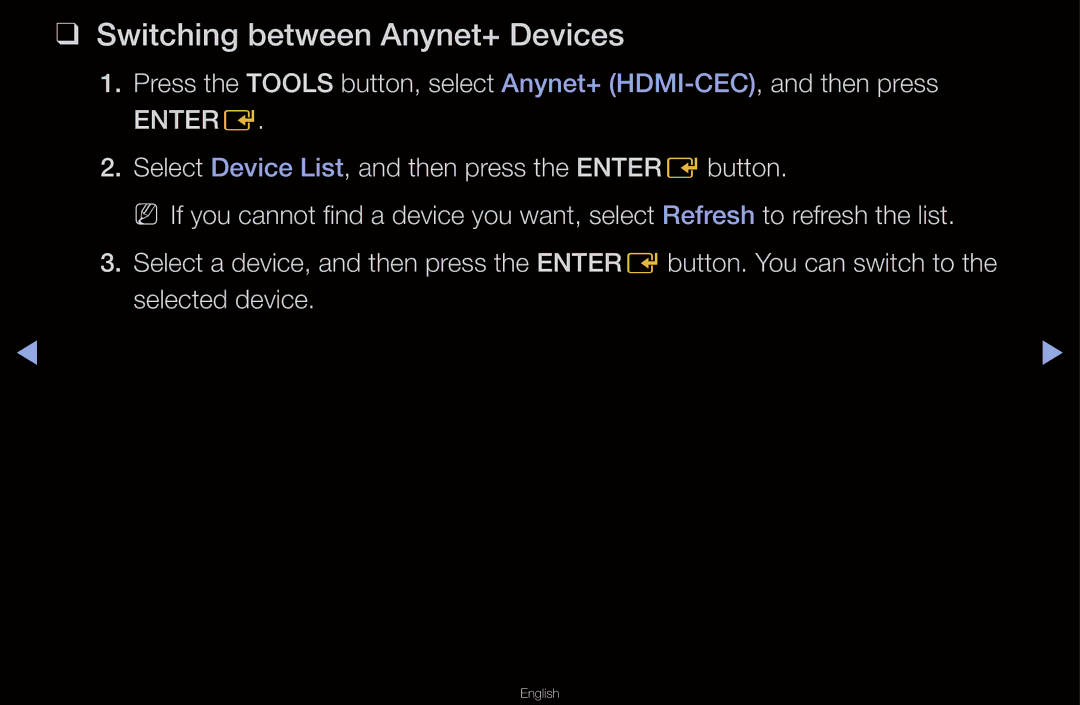 Samsung UN55D6000SF manual Switching between Anynet+ Devices 