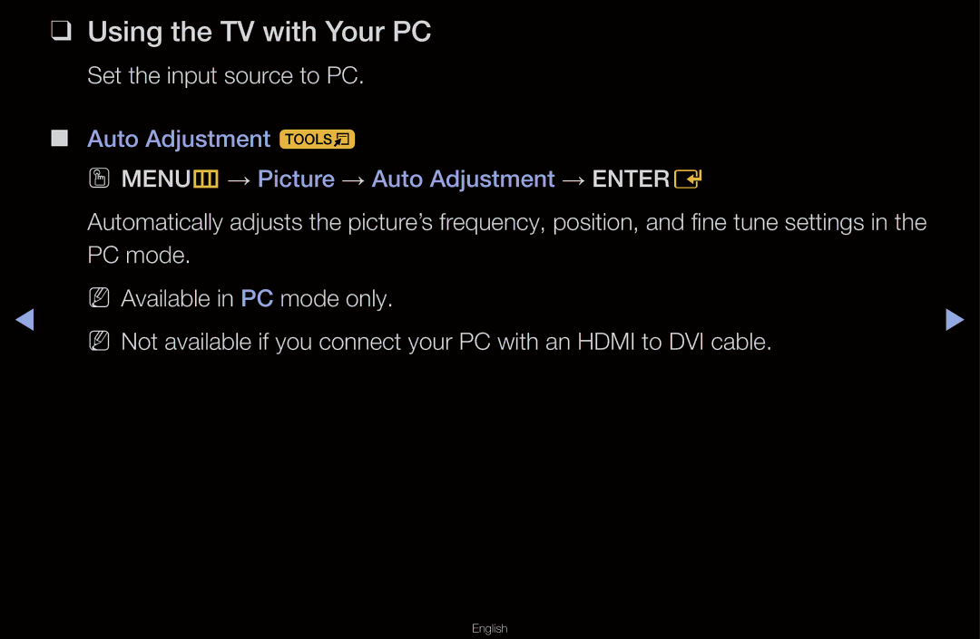 Samsung UN55D6000SF manual Using the TV with Your PC, Set the input source to PC 