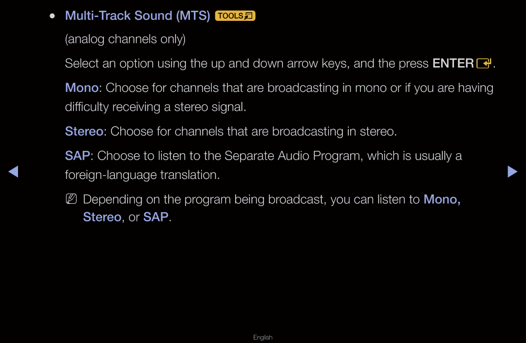 Samsung UN55D6000SF manual Multi-Track Sound MTS t 