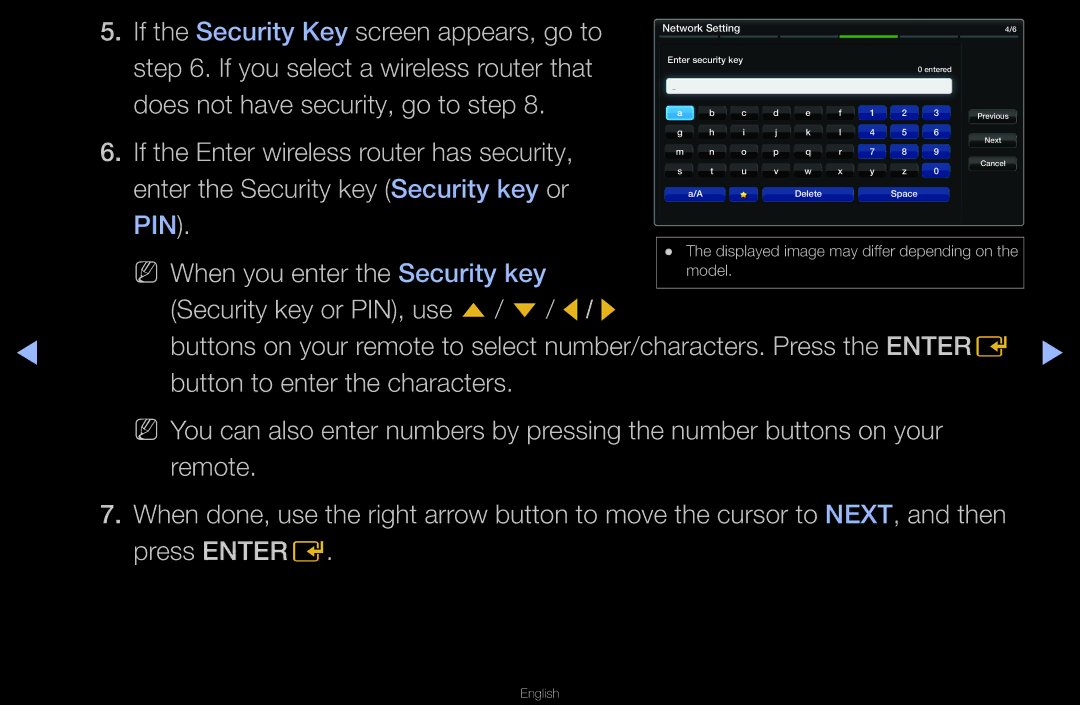 Samsung UN55D6000SF manual Enter security key 