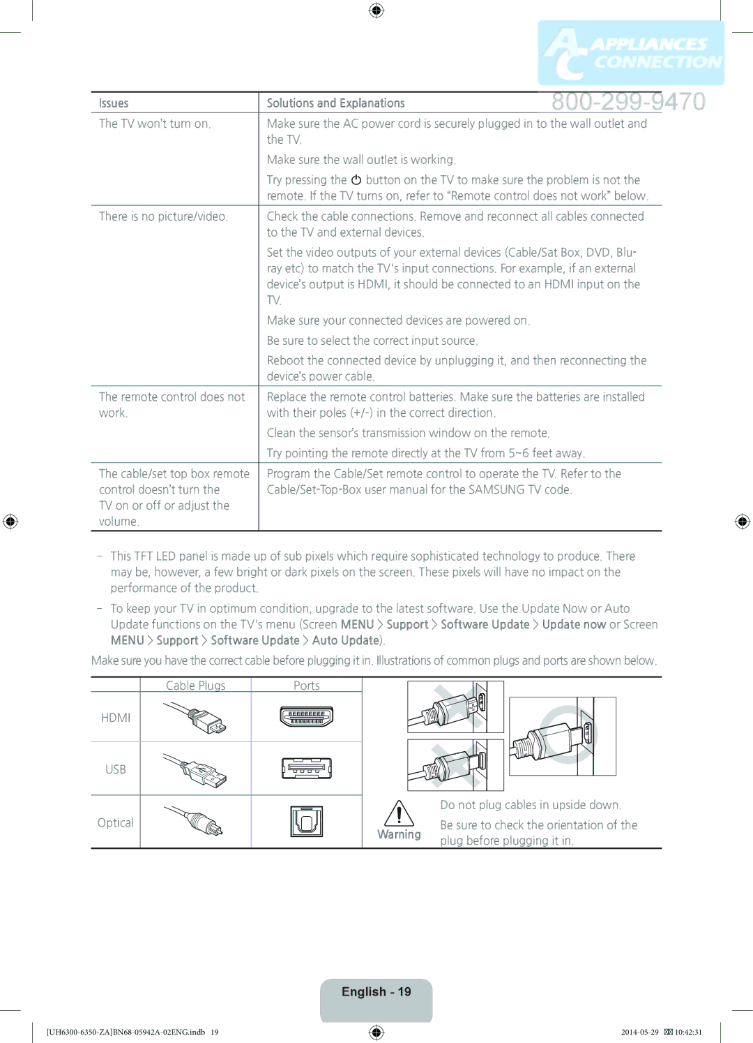 Samsung UN55H6350 user manual Hdmi USB 