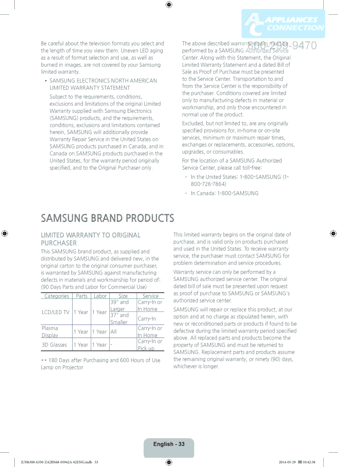 Samsung UN55H6350 user manual Samsung Brand Products 