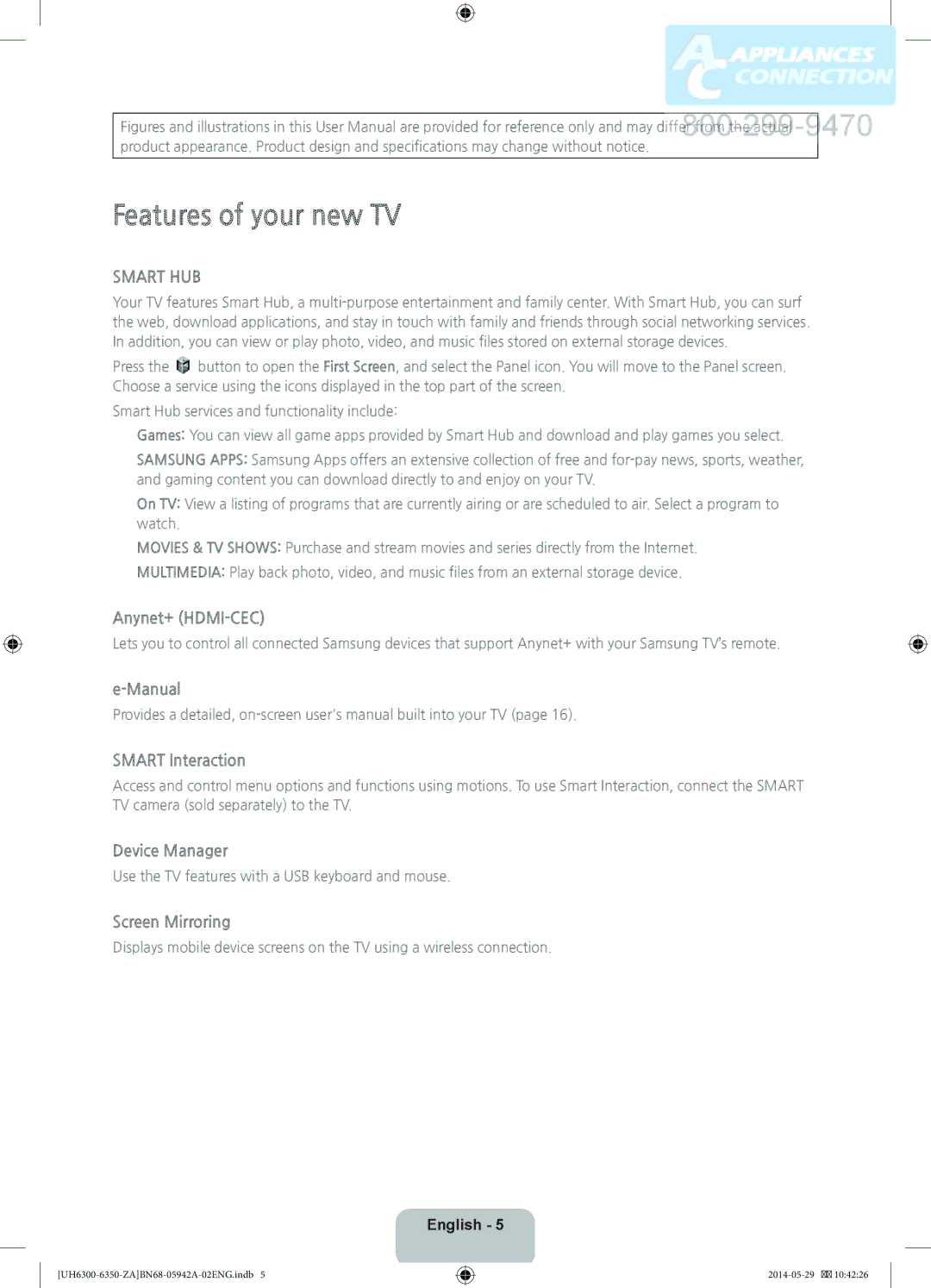 Samsung UN55H6350 user manual Features of your new TV, Smart HUB 