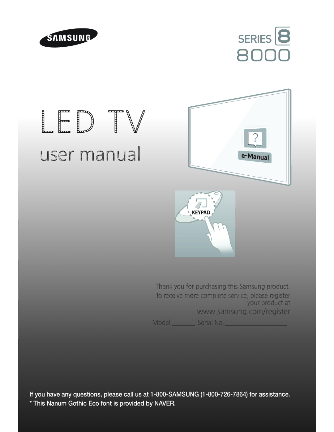 Samsung UN55H8000 manual Led Tv 