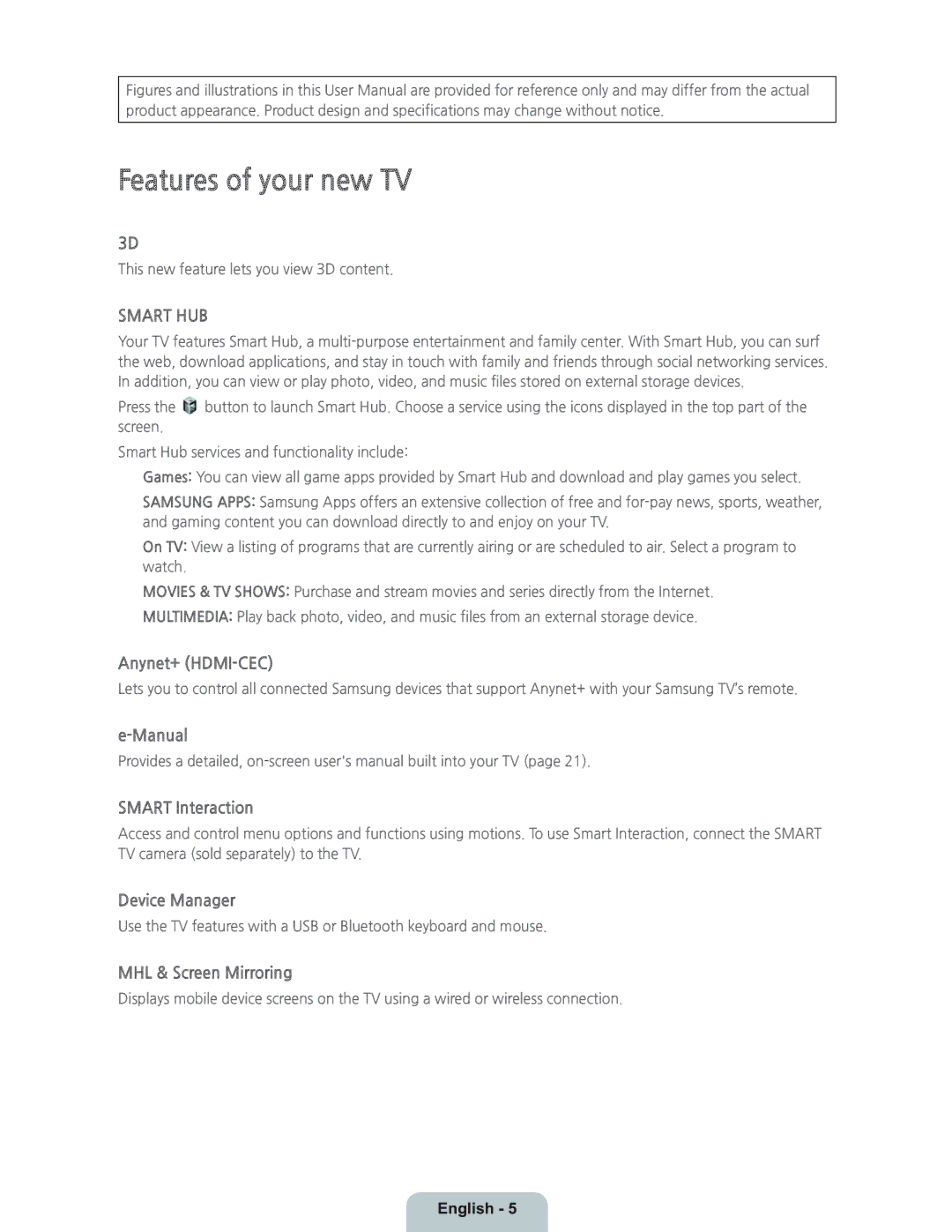 Samsung UN55H8000 manual Features of your new TV, Smart HUB 