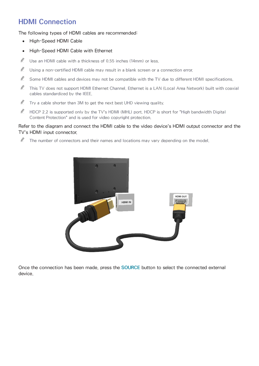 Samsung UN55HU6840 manual Hdmi Connection 