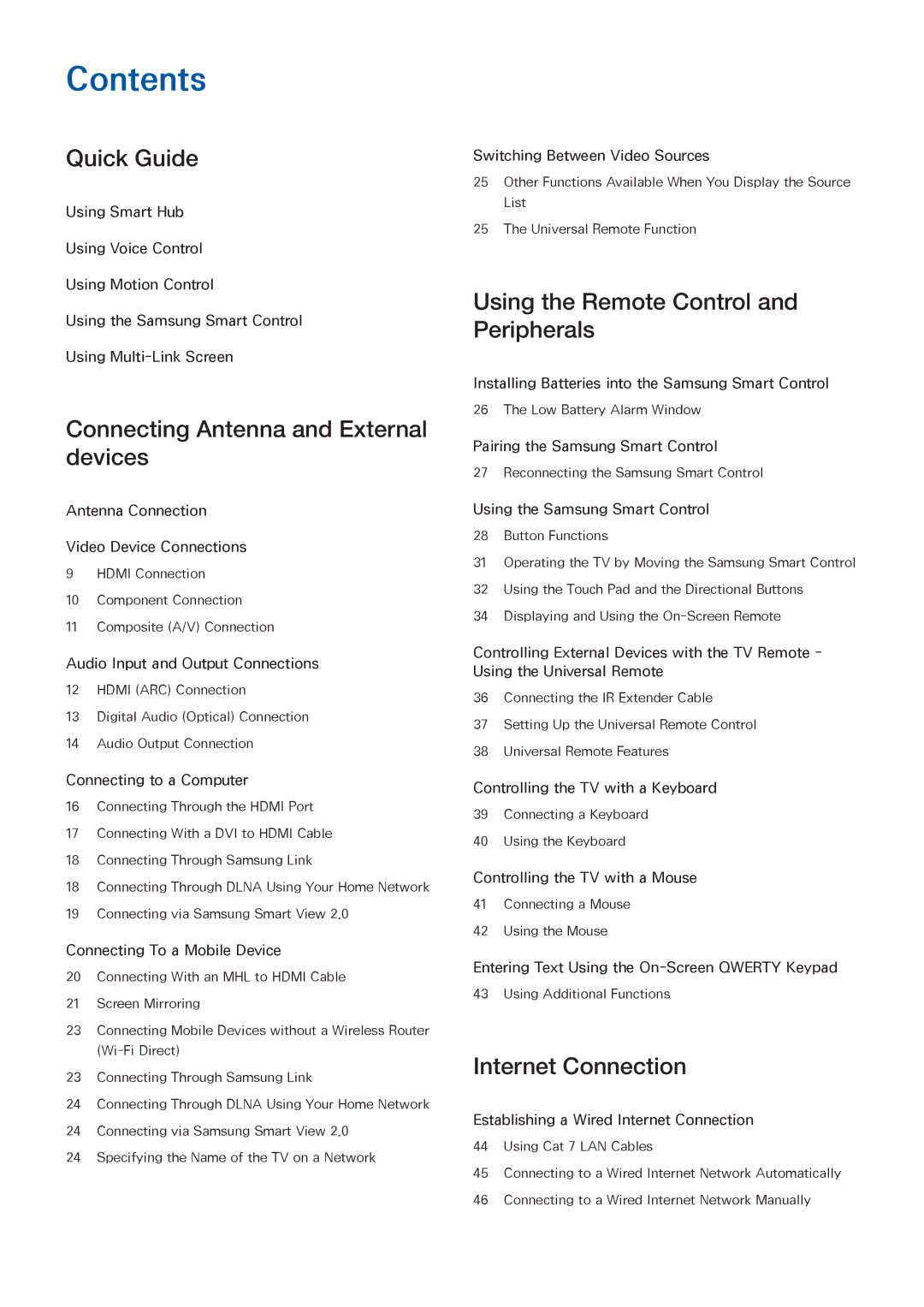 Samsung UN55HU6840 manual Contents 