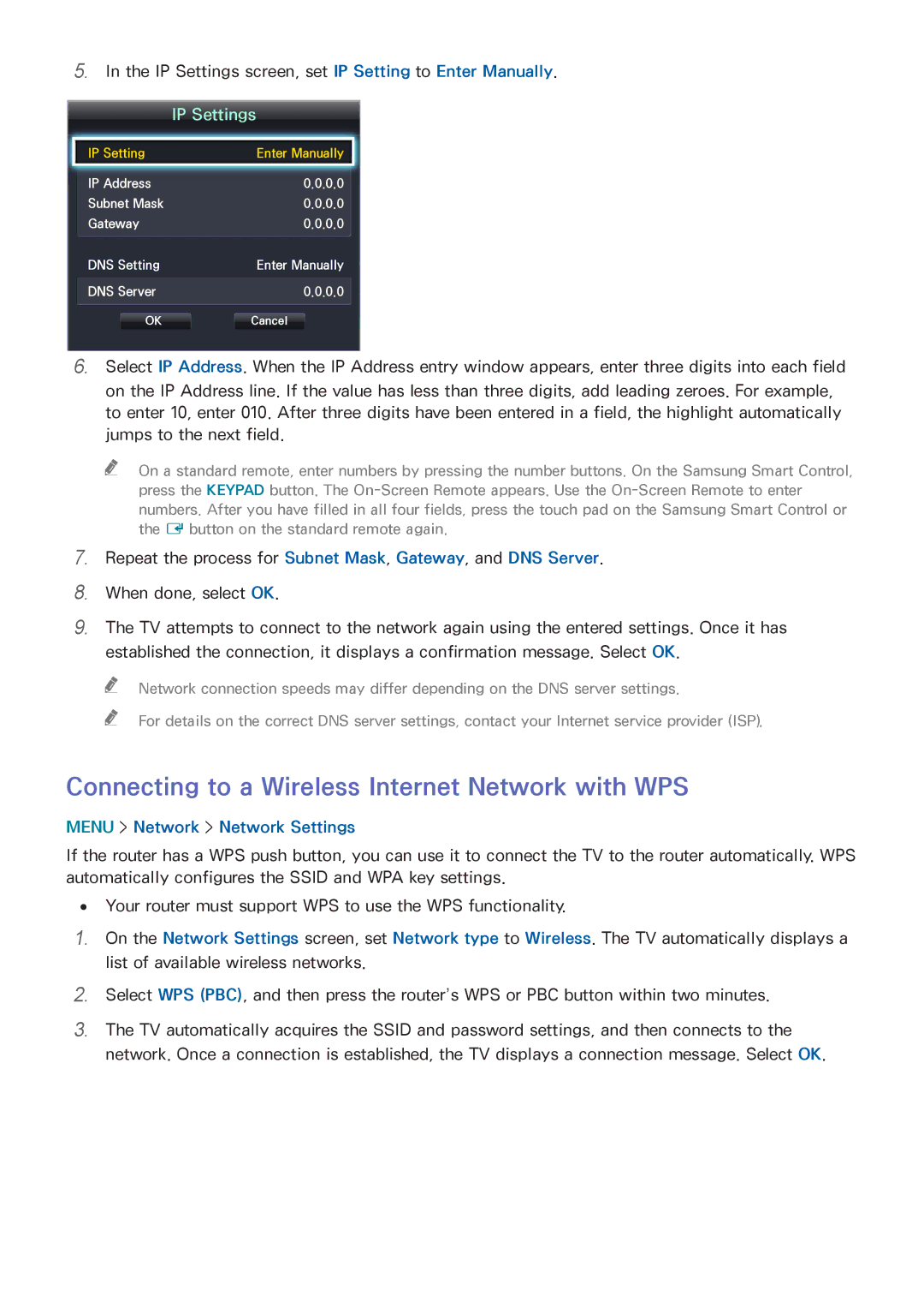 Samsung UN55HU6840 manual Connecting to a Wireless Internet Network with WPS 