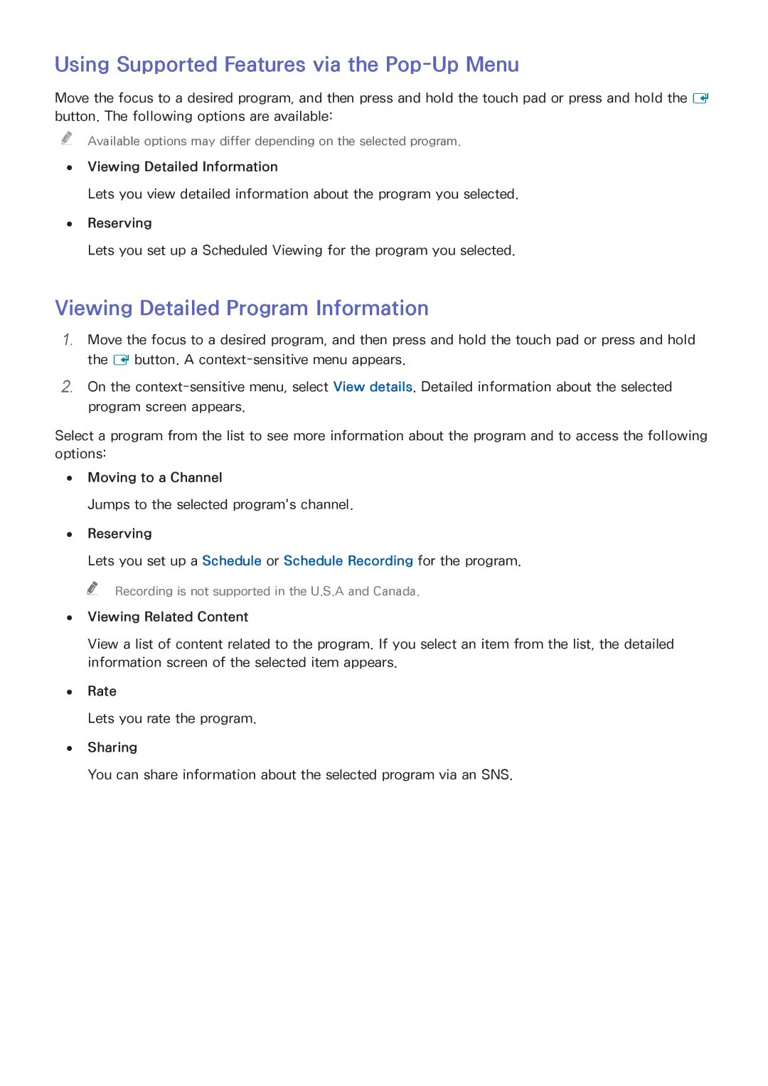 Samsung UN55HU6840 manual Viewing Detailed Program Information 