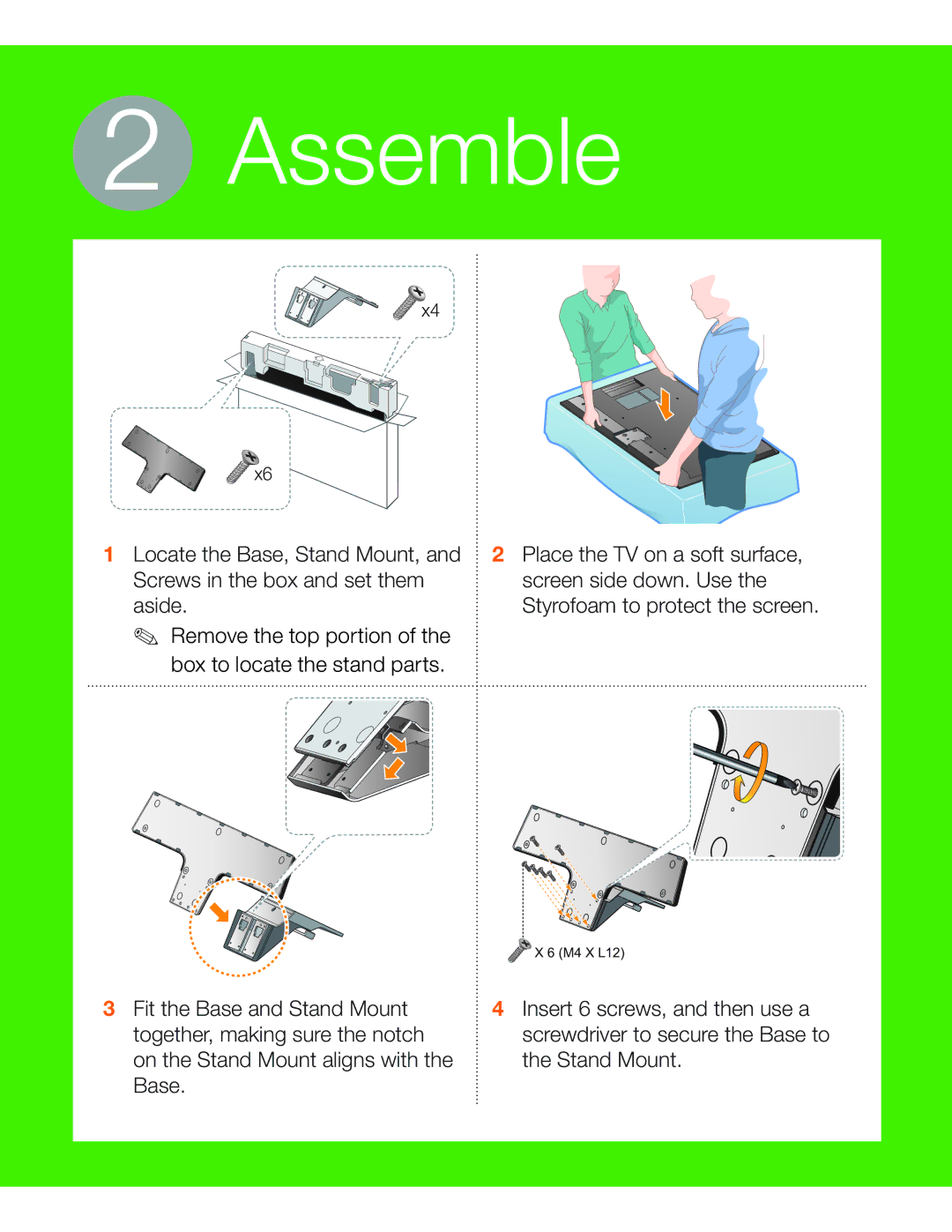 Samsung UN55HU6950 manual Assemble 