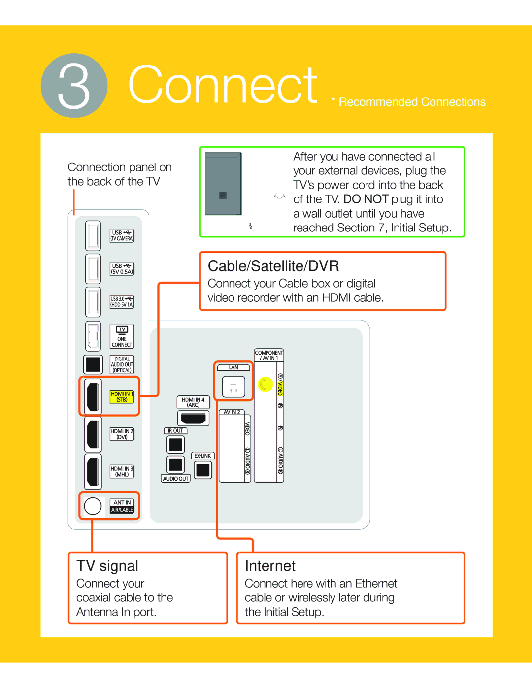 Samsung UN55HU6950 manual Cable/Satellite/DVR 