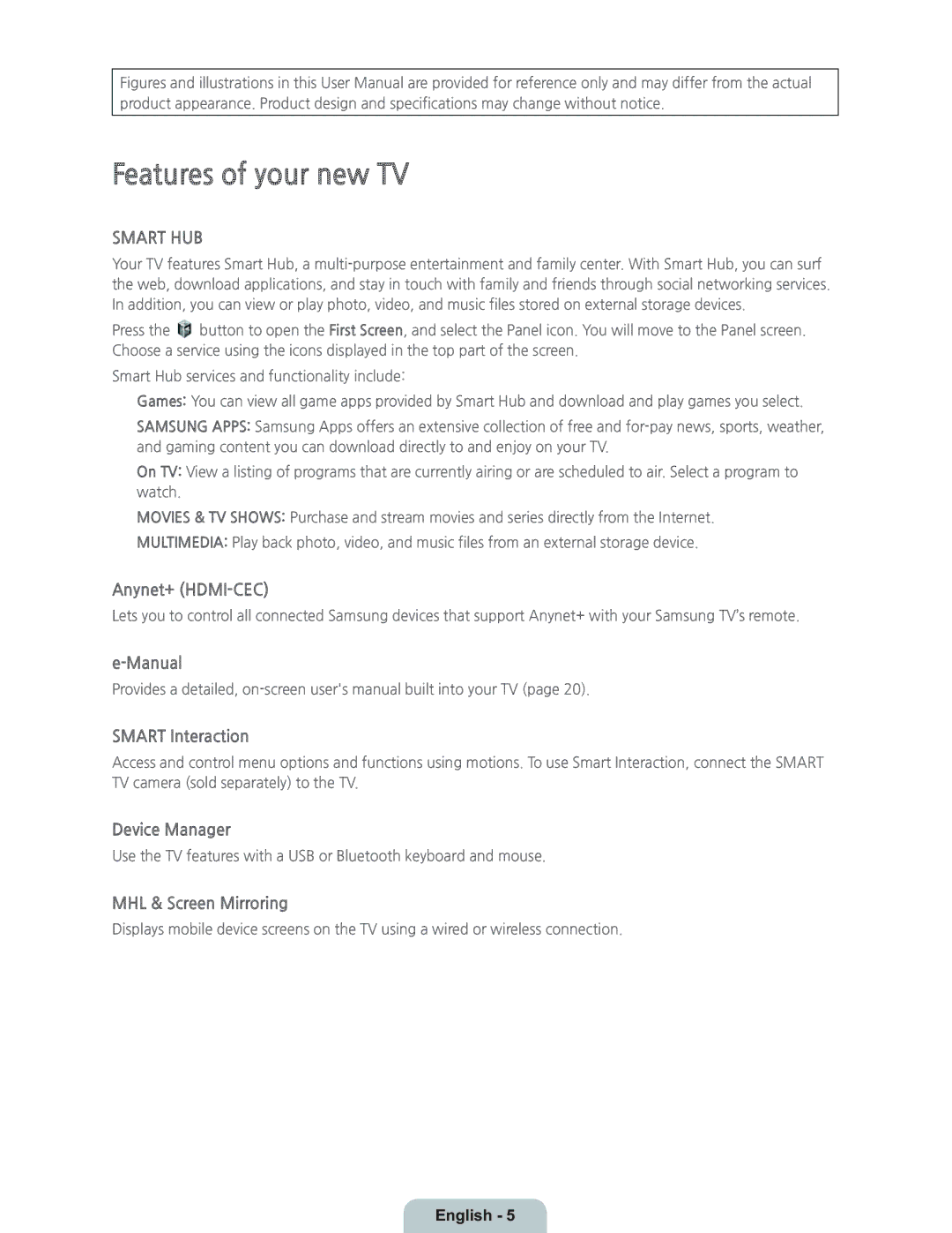 Samsung UN55HU6950 manual Features of your new TV, Smart HUB 