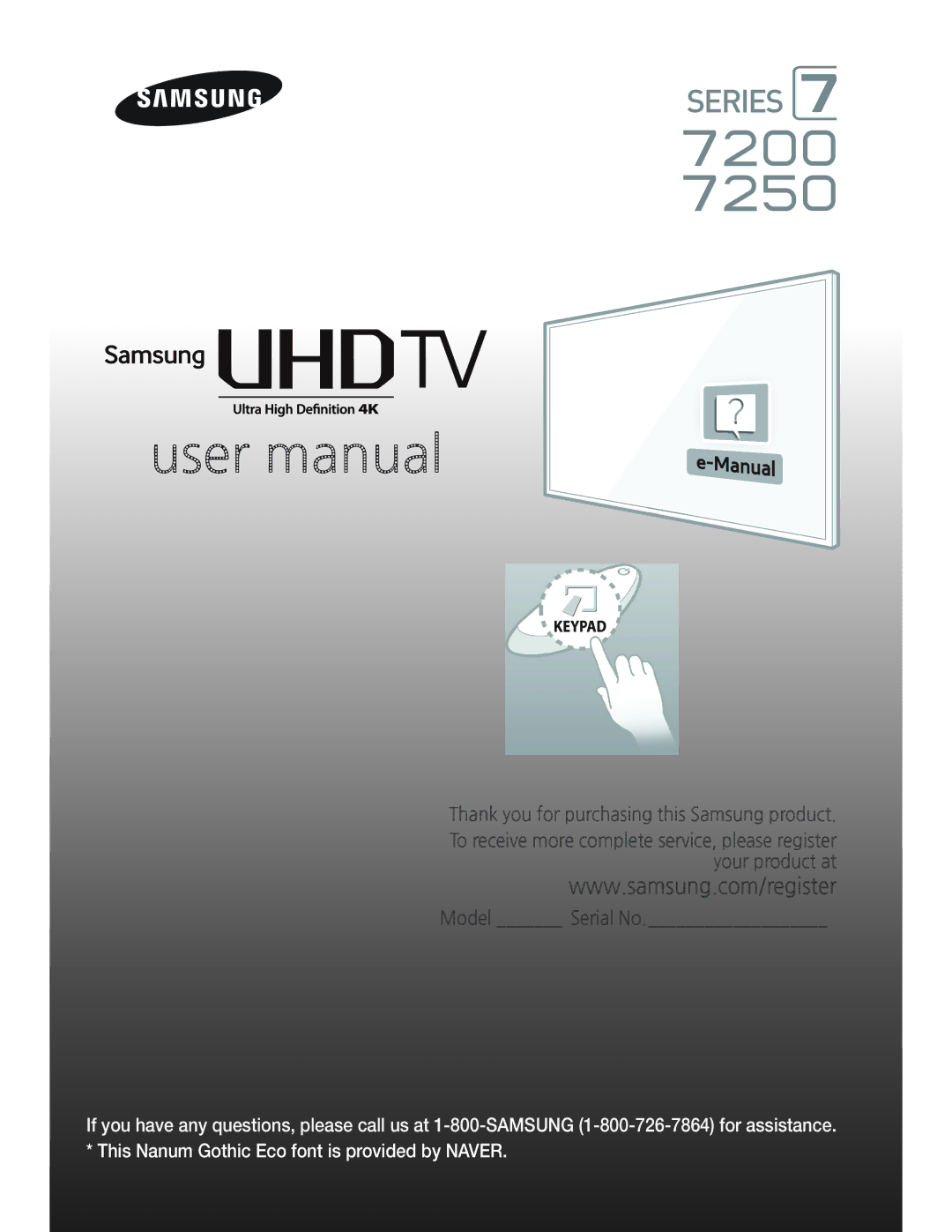 Samsung UN55HU7250 manual Thank you for purchasing this Samsung product 