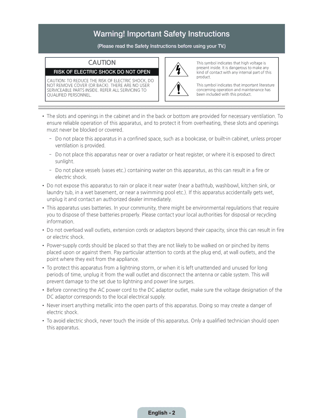 Samsung UN55HU7250 manual English 