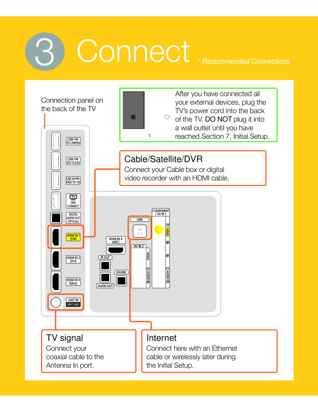 Samsung UN55HU7250 manual Cable/Satellite/DVR 