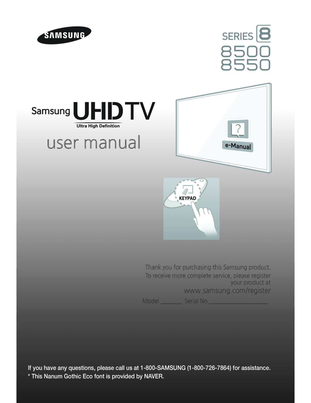 Samsung UN55HU8550 manual Thank you for purchasing this Samsung product 