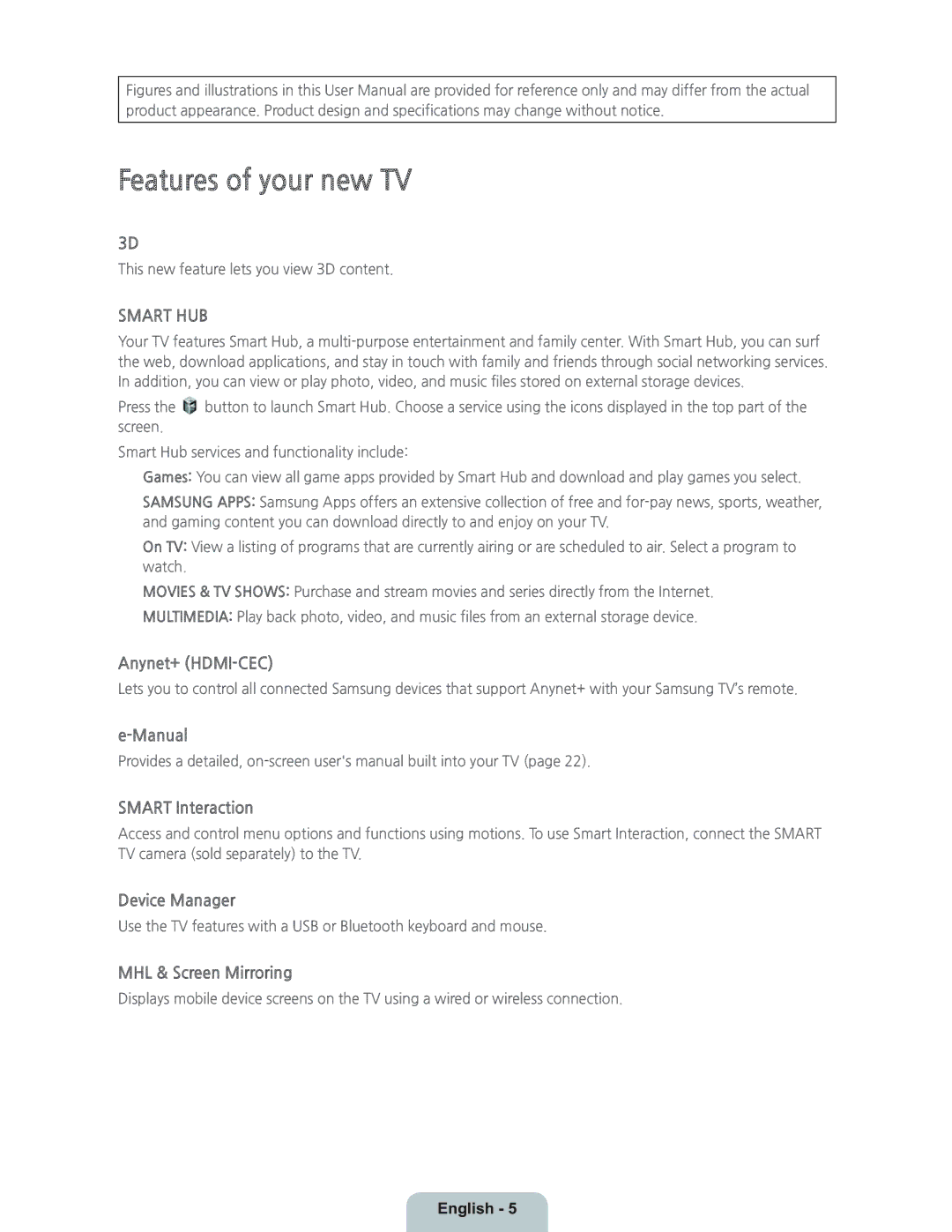 Samsung UN55HU8550 manual Features of your new TV, Smart HUB 