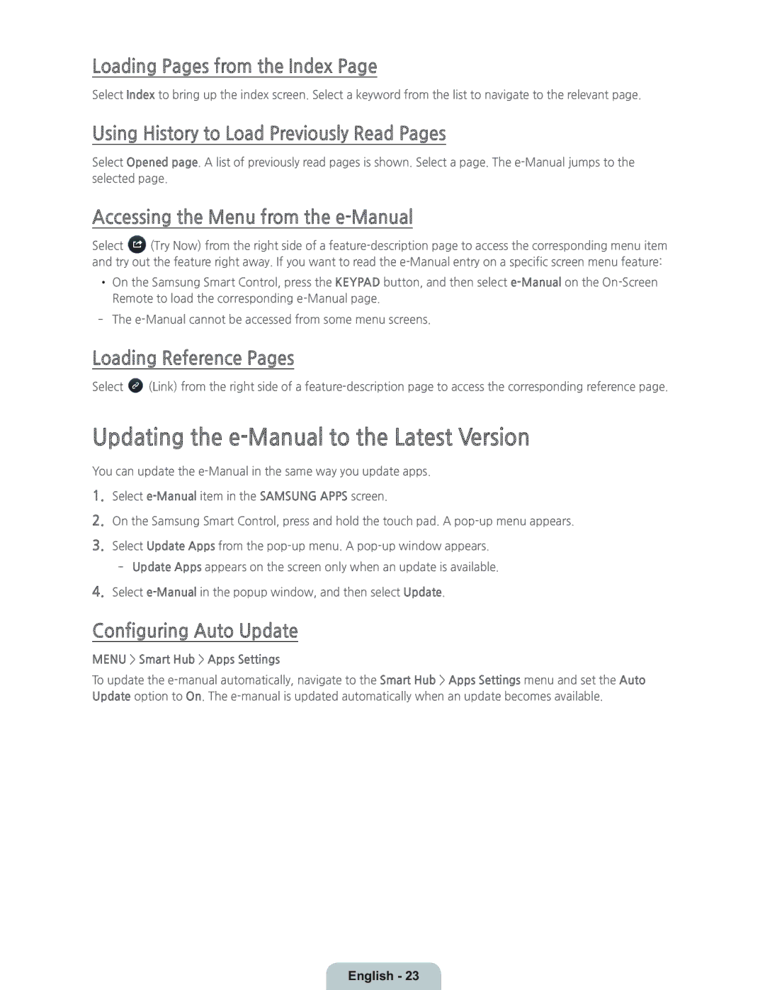 Samsung UN55HU8700 manual Updating the e-Manual to the Latest Version 