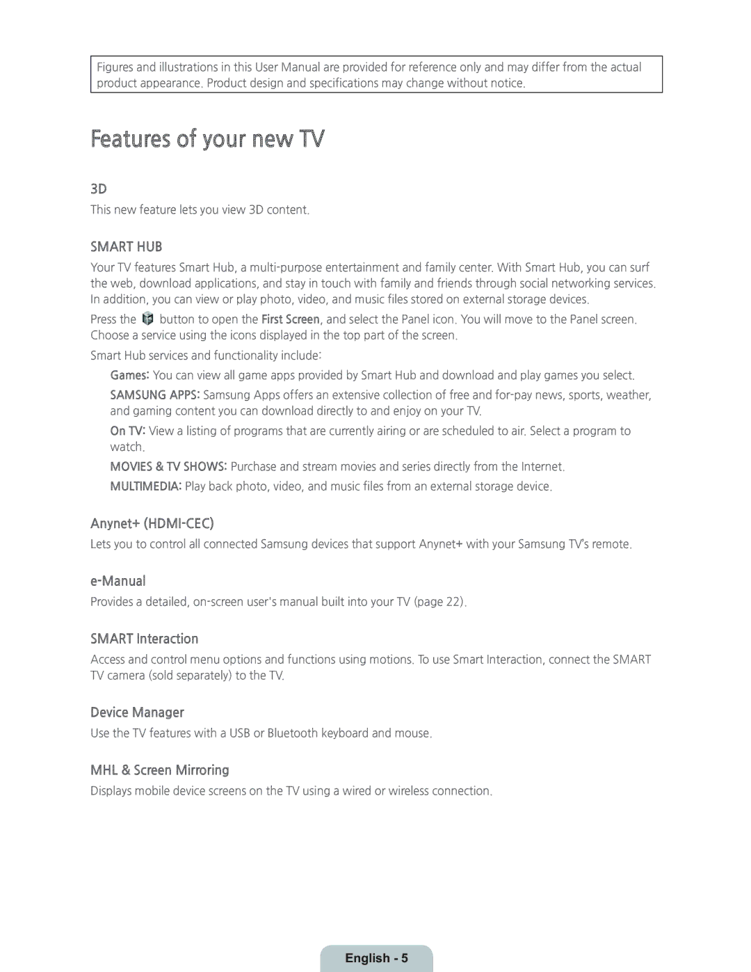 Samsung UN55HU8700 manual Features of your new TV, Smart HUB 