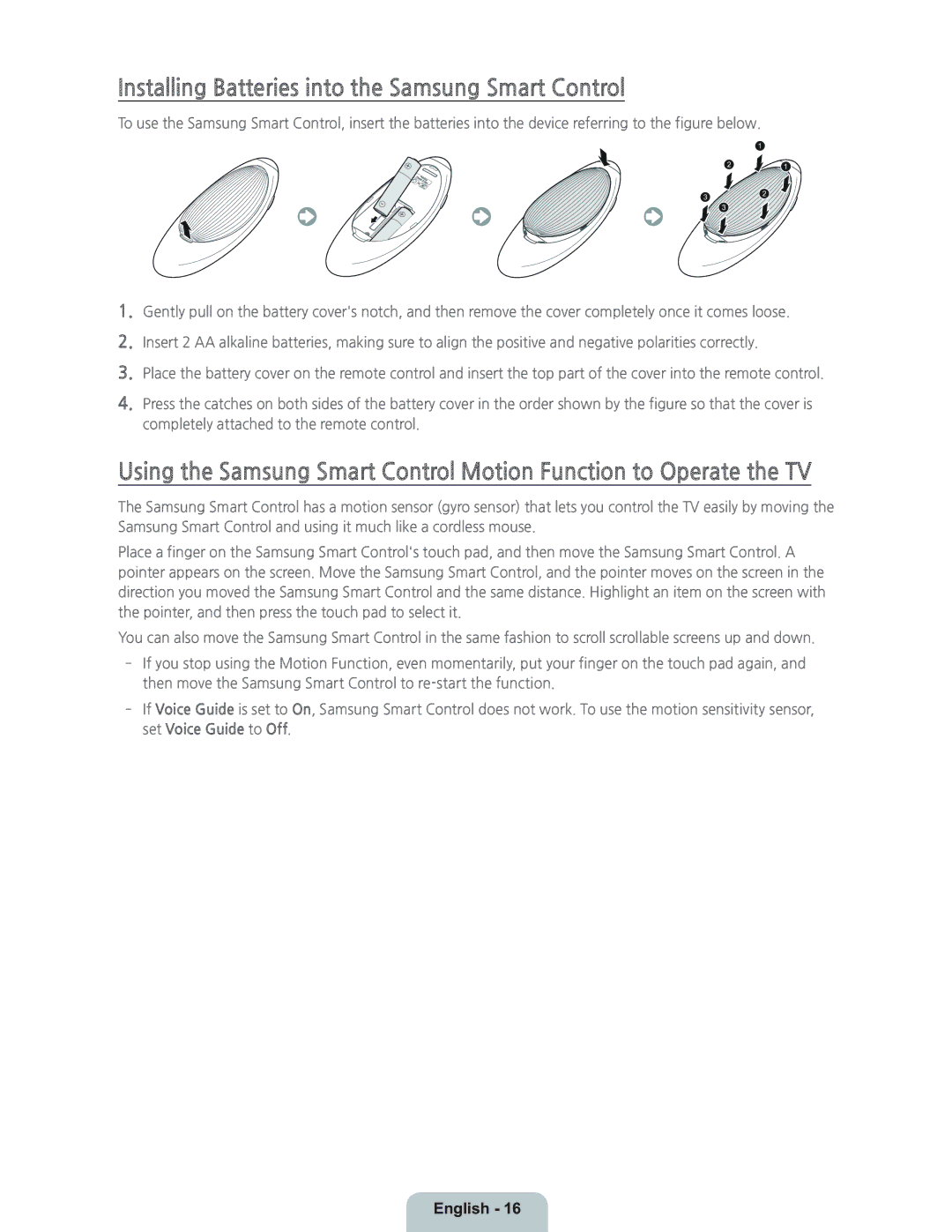 Samsung UN55HU9000 manual Installing Batteries into the Samsung Smart Control 