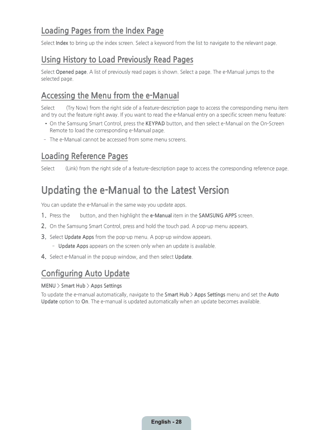 Samsung UN55HU9000 manual Updating the e-Manual to the Latest Version 