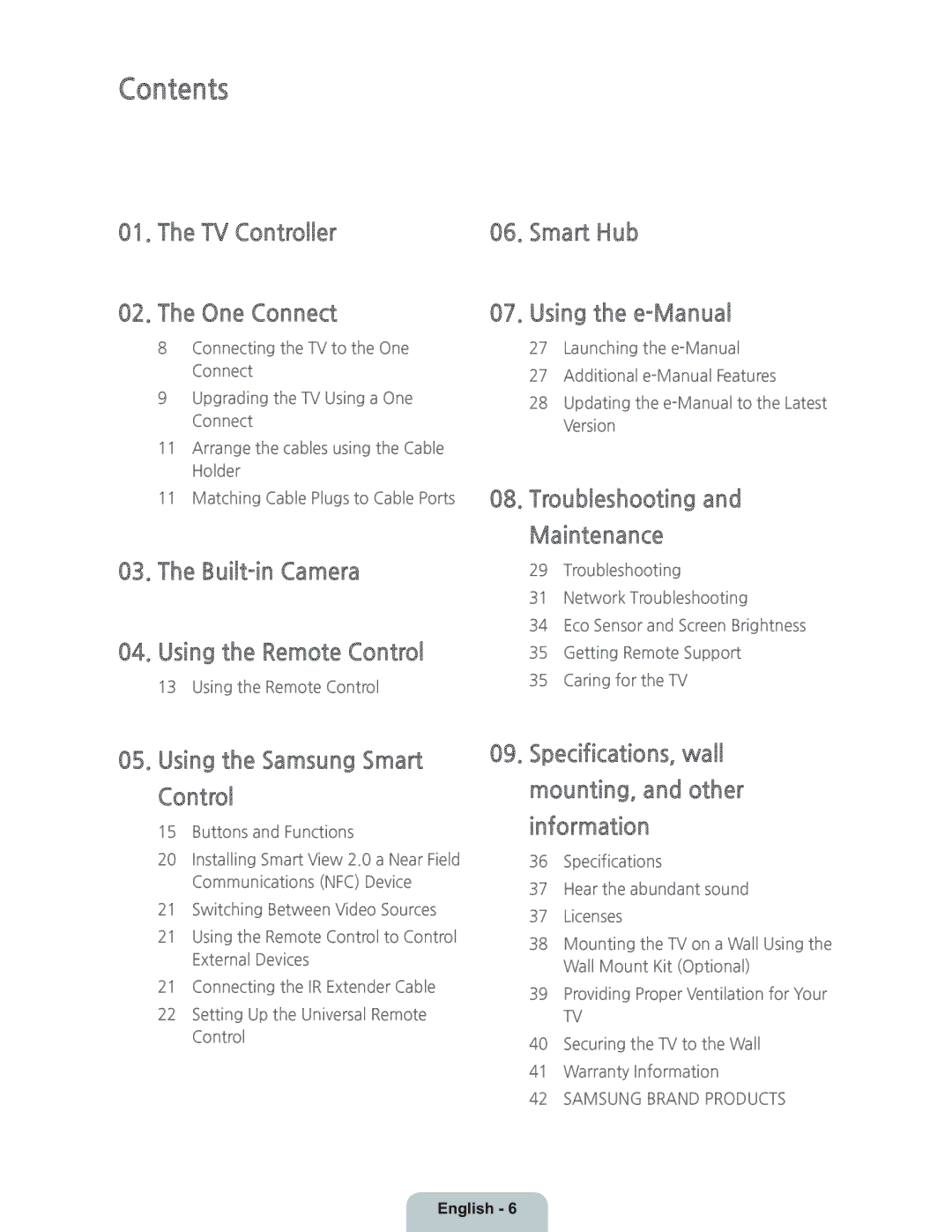 Samsung UN55HU9000 manual Contents 