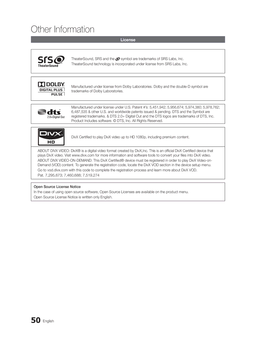 Samsung UN60C6300 user manual License 