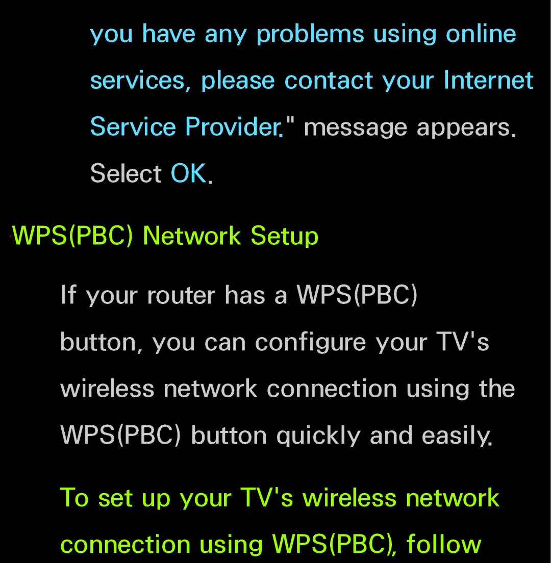 Samsung UN60FH6200, UN55ES6150 manual ℓWPSPBC Network Setup 