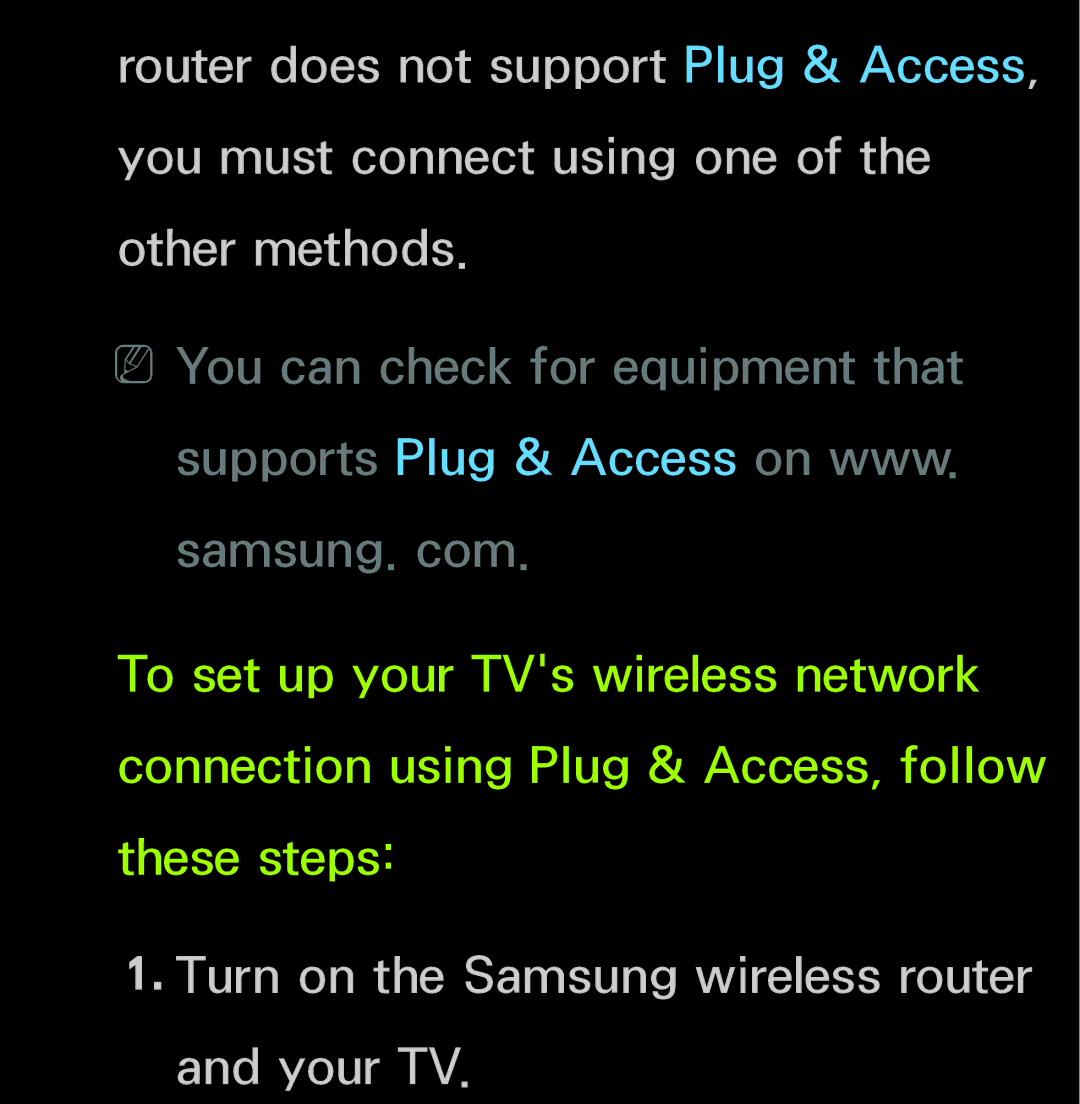 Samsung UN55ES6150, UN60FH6200 manual Turn on the Samsung wireless router and your TV 