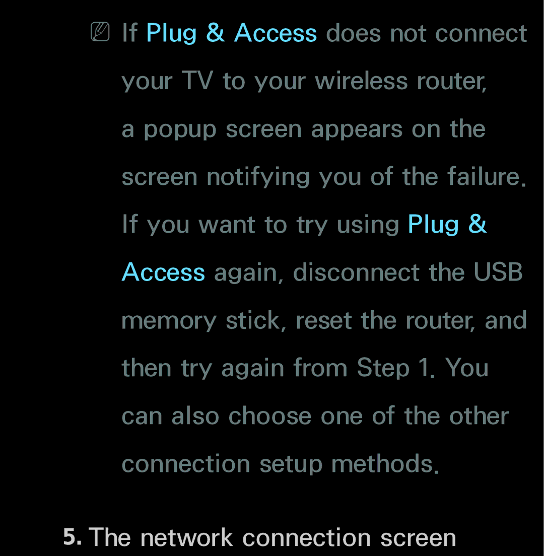 Samsung UN55ES6150, UN60FH6200 manual Network connection screen 