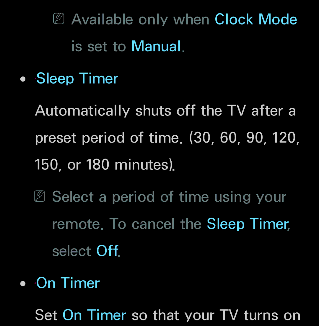 Samsung UN60FH6200, UN55ES6150 manual Set On Timer so that your TV turns on 