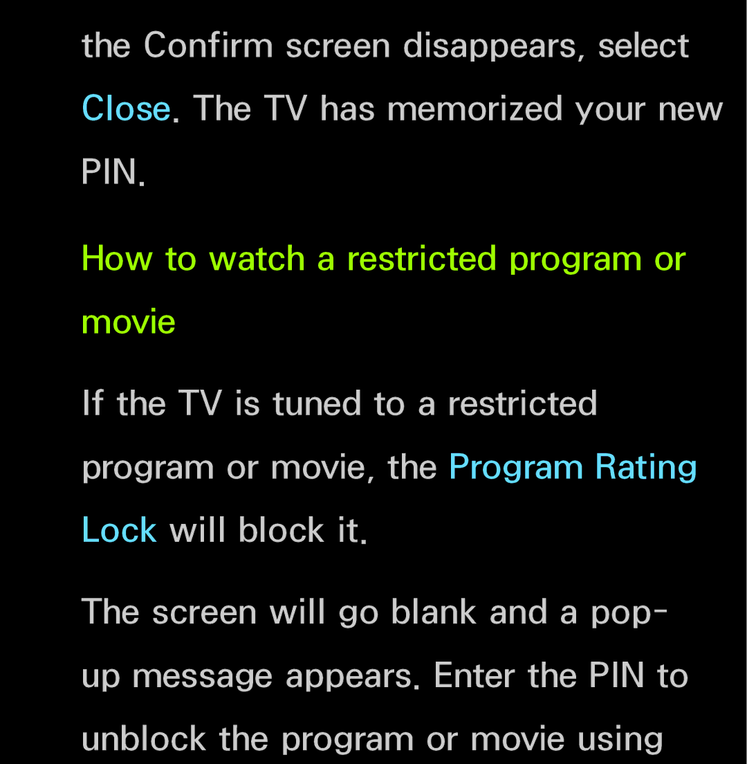 Samsung UN55ES6150, UN60FH6200 manual How to watch a restricted program or movie 