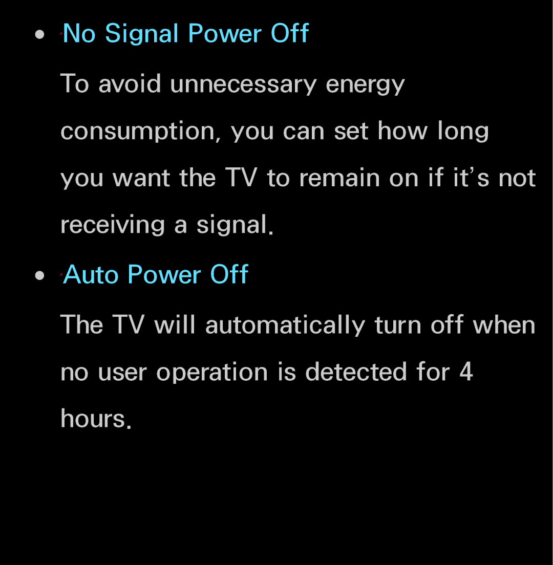 Samsung UN60FH6200, UN55ES6150 manual ℓNo Signal Power Off 