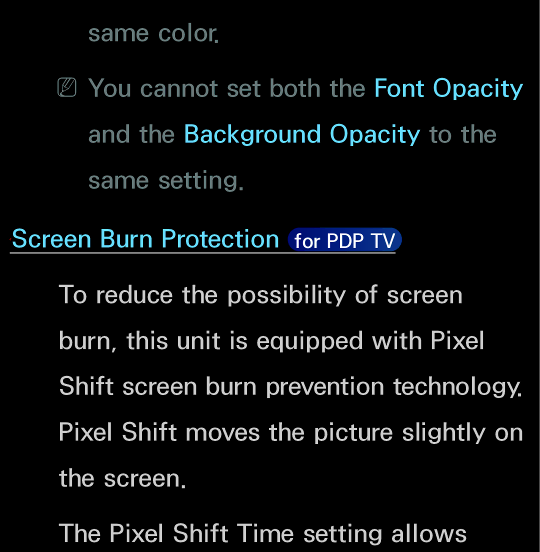 Samsung UN60FH6200, UN55ES6150 manual ℓScreen Burn Protection for PDP TV 