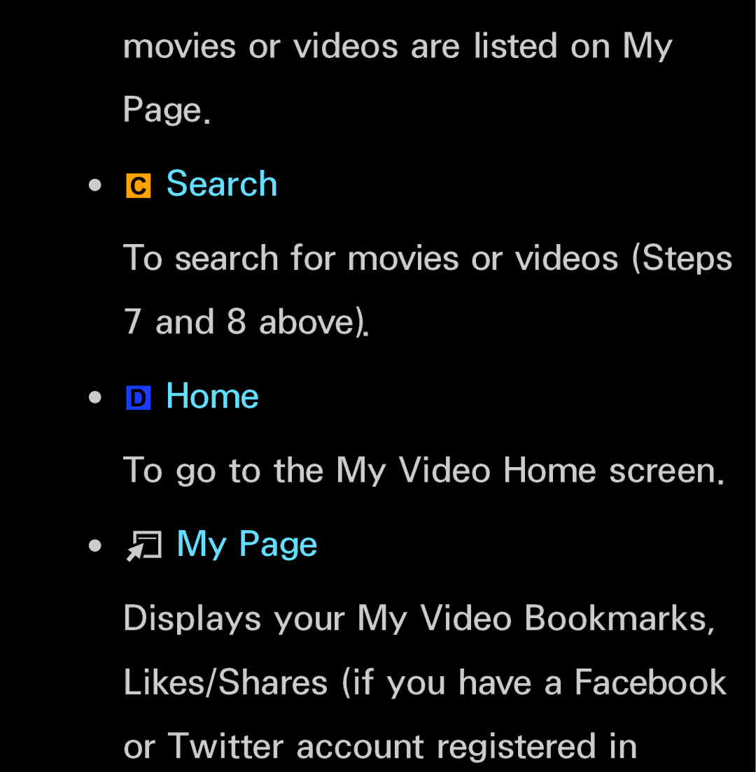 Samsung UN55ES6150, UN60FH6200 manual Movies or videos are listed on My, To search for movies or videos Steps 7 and 8 above 