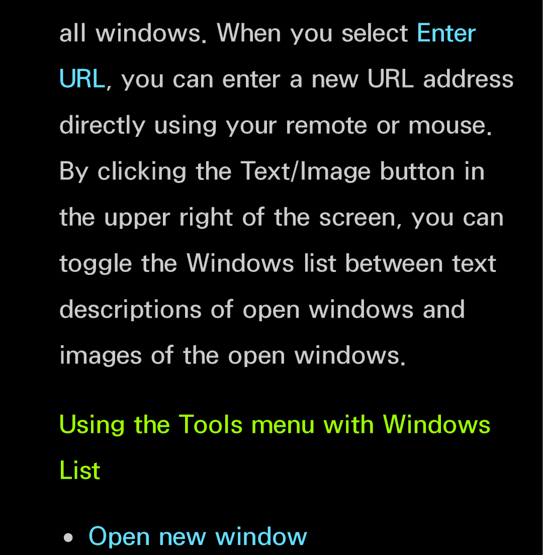 Samsung UN55ES6150, UN60FH6200 manual Using the Tools menu with Windows List 