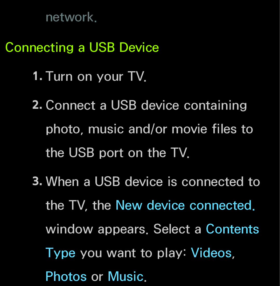 Samsung UN55ES6150, UN60FH6200 manual Connecting a USB Device 