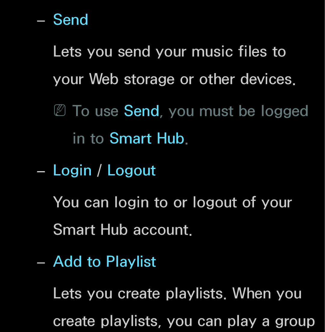 Samsung UN55ES6150, UN60FH6200 manual You can login to or logout of your Smart Hub account 