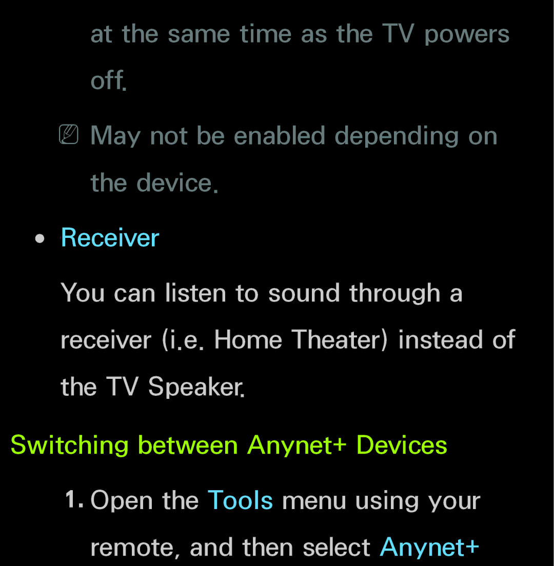 Samsung UN55ES6150, UN60FH6200 manual Switching between Anynet+ Devices 