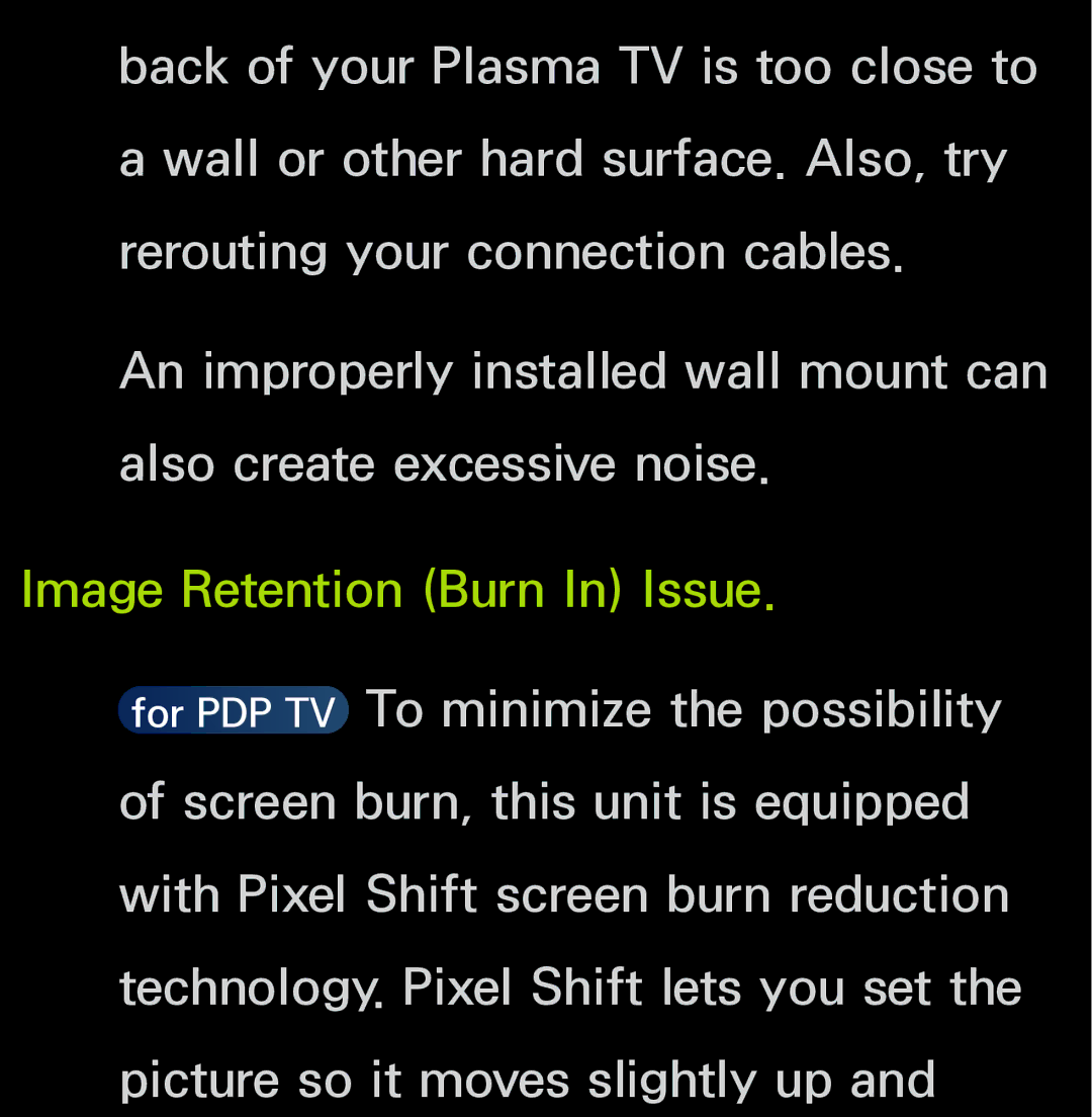 Samsung UN55ES6150, UN60FH6200 manual Image Retention Burn In Issue 