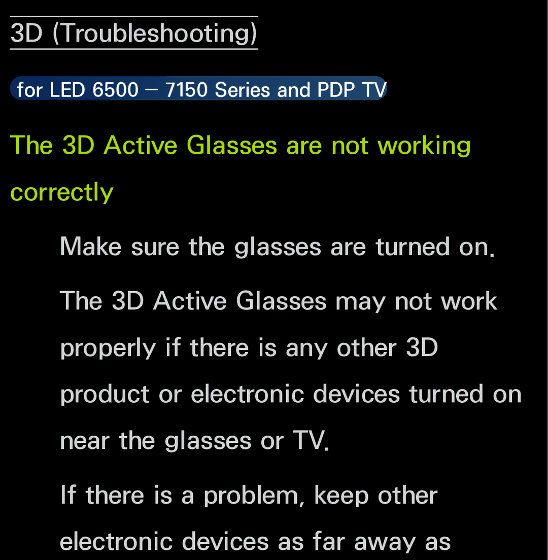 Samsung UN55ES6150, UN60FH6200 manual 3D Troubleshooting 