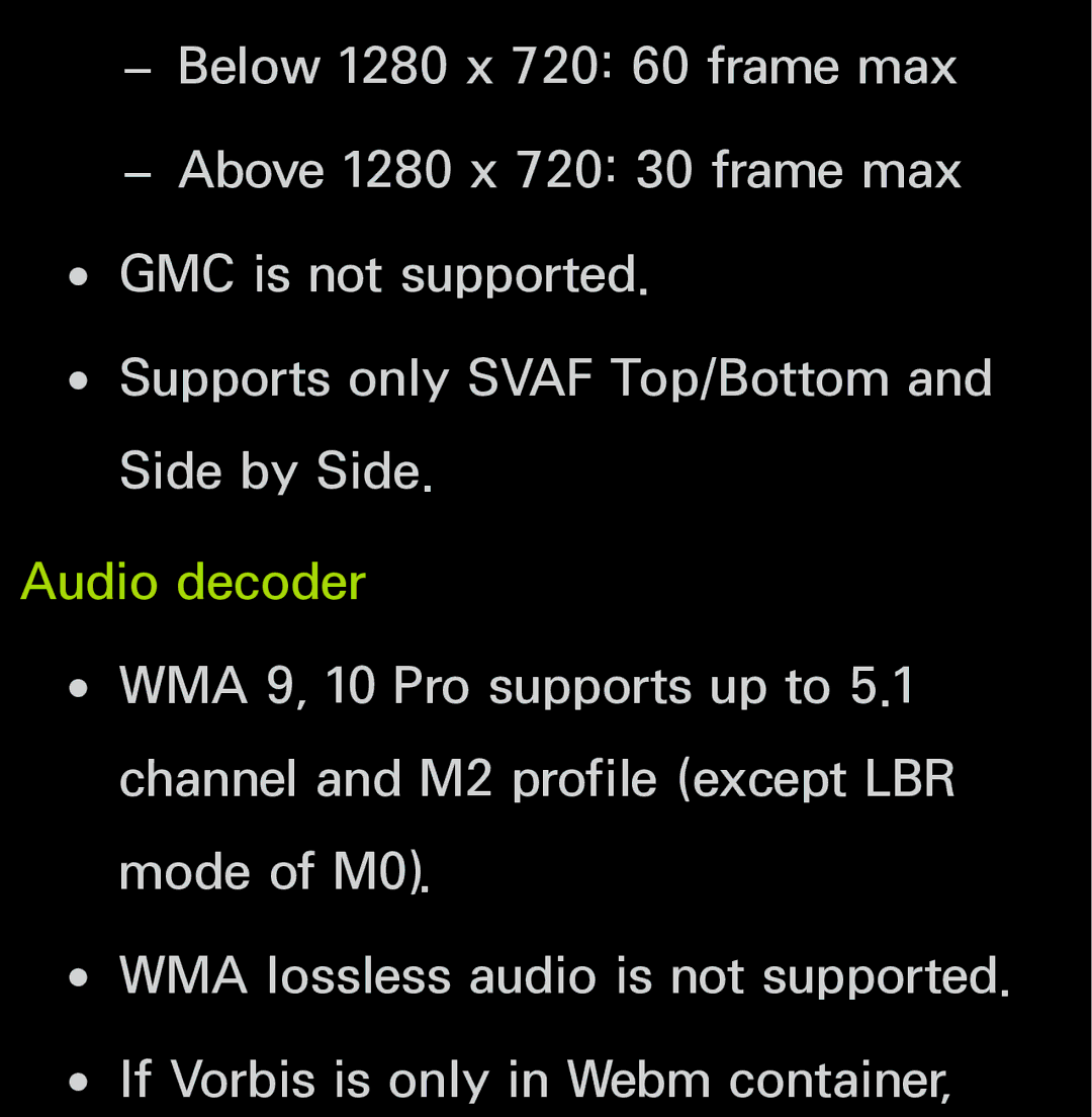 Samsung UN60FH6200, UN55ES6150 manual Audio decoder 