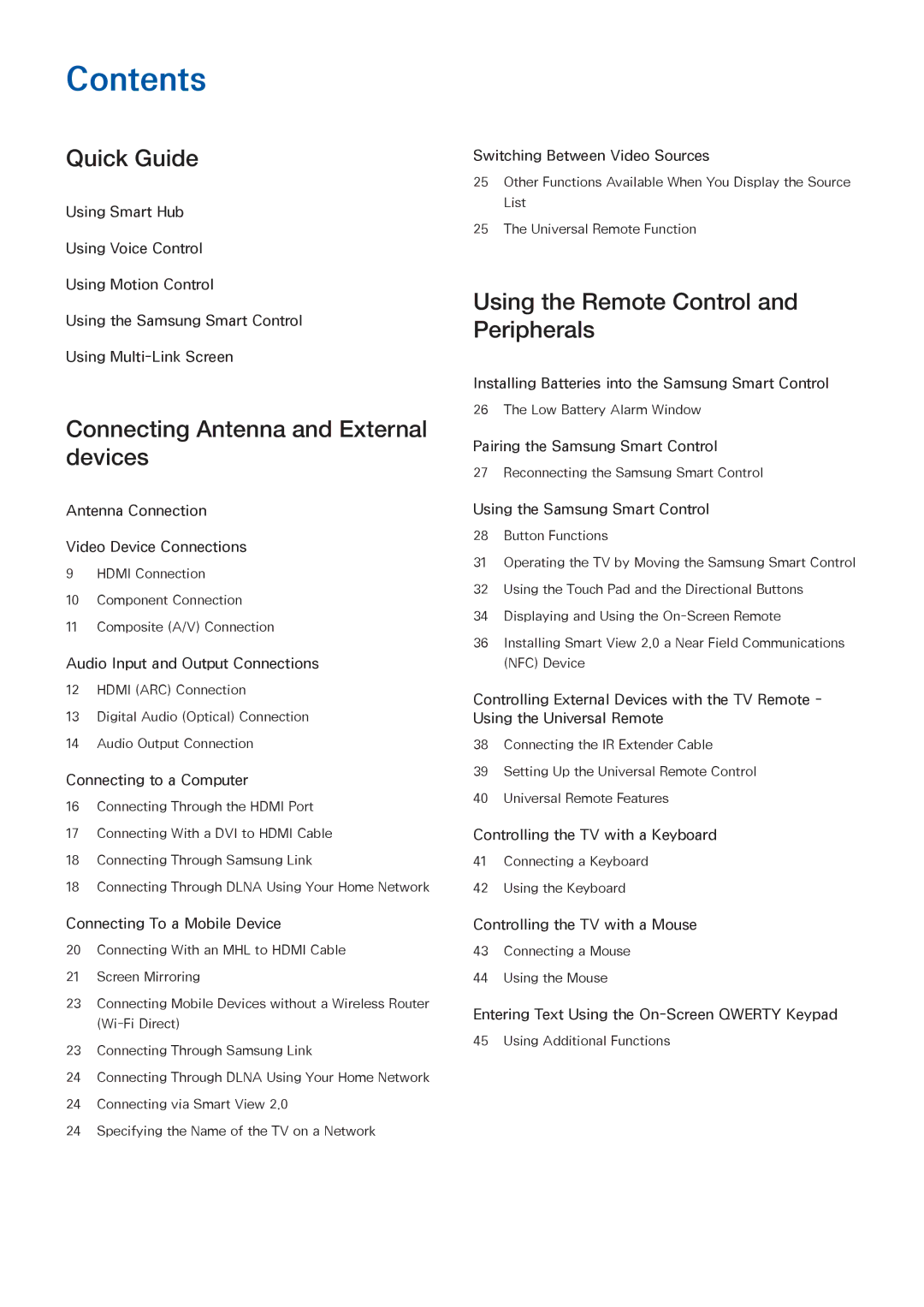 Samsung UN65HU9000 manual Contents 