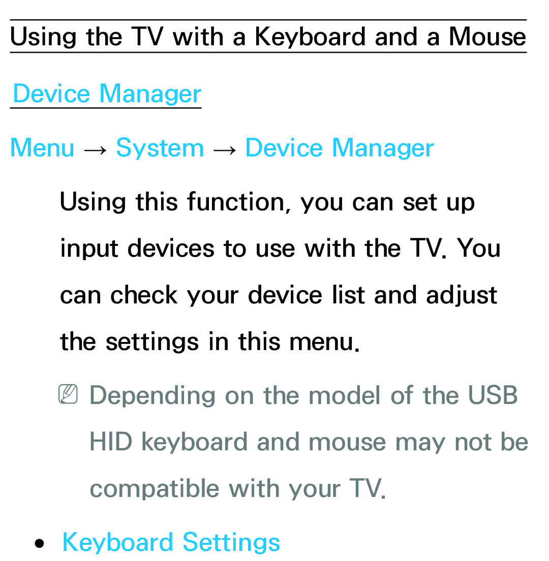 Samsung UN60ES7500XZA, UN75ES9000XZA, UN60ES8000, UN55ES7003, UN46ES8000 manual Keyboard Settings 