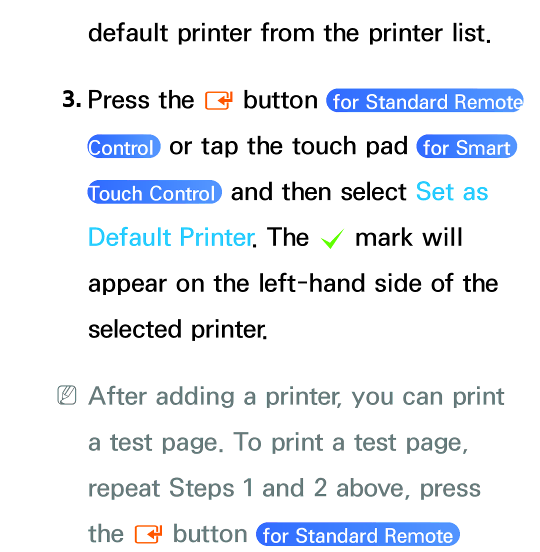 Samsung UN75ES9000XZA, UN60ES7500XZA, UN60ES8000, UN55ES7003, UN46ES8000 manual Default printer from the printer list 