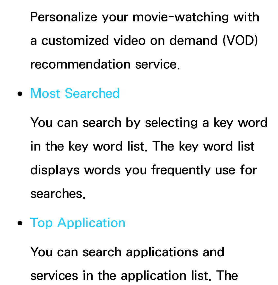 Samsung UN60ES8000, UN75ES9000XZA, UN60ES7500XZA, UN55ES7003, UN46ES8000 manual Most Searched, Top Application 